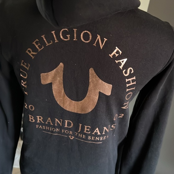 True Religion Women's Black Hoodie with Gold Accents - Picture 7 of 9